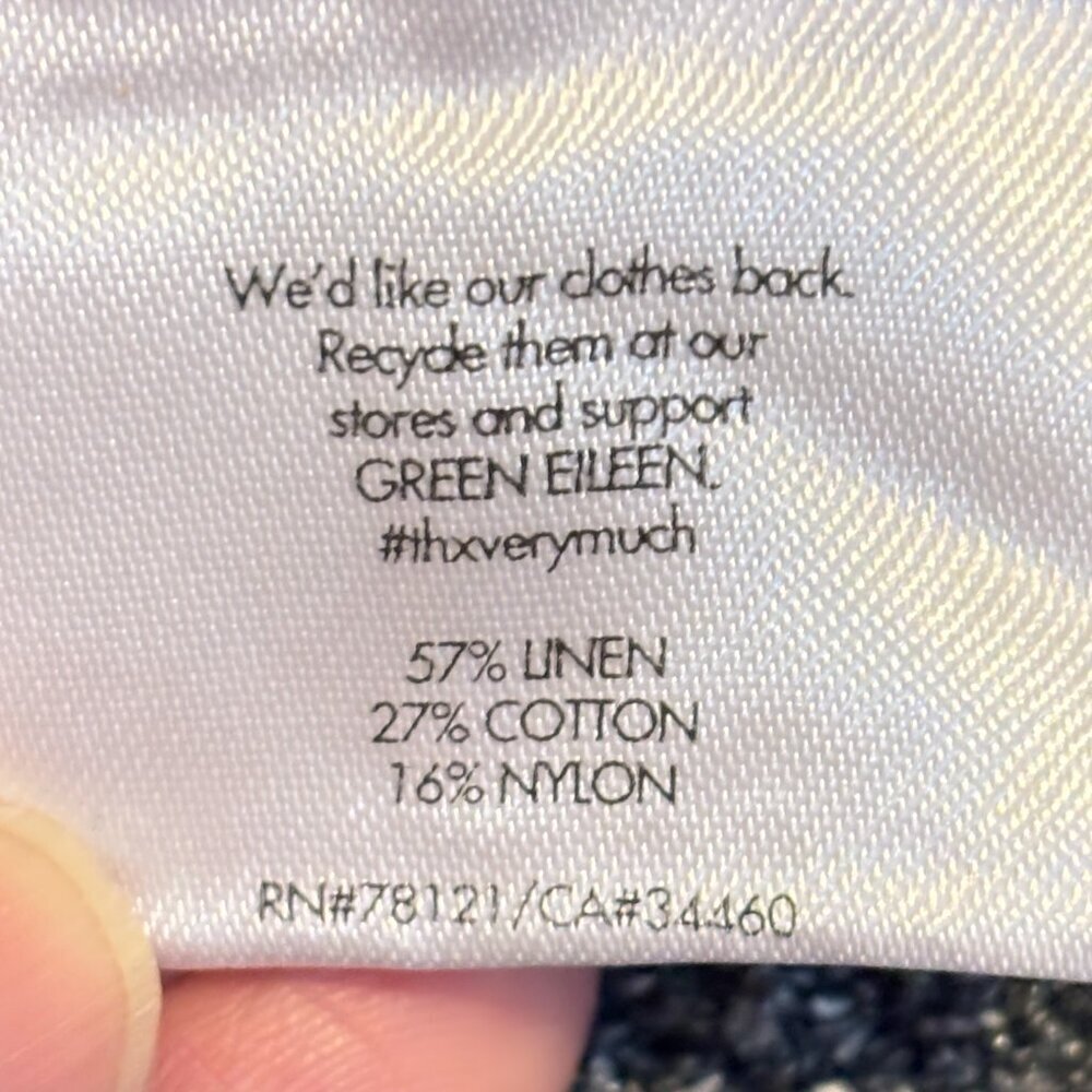 Eileen Fisher Linen Cotton Knit Snap Front Long Sleeve Fringe Cardigan Gray - Picture 7 of 8